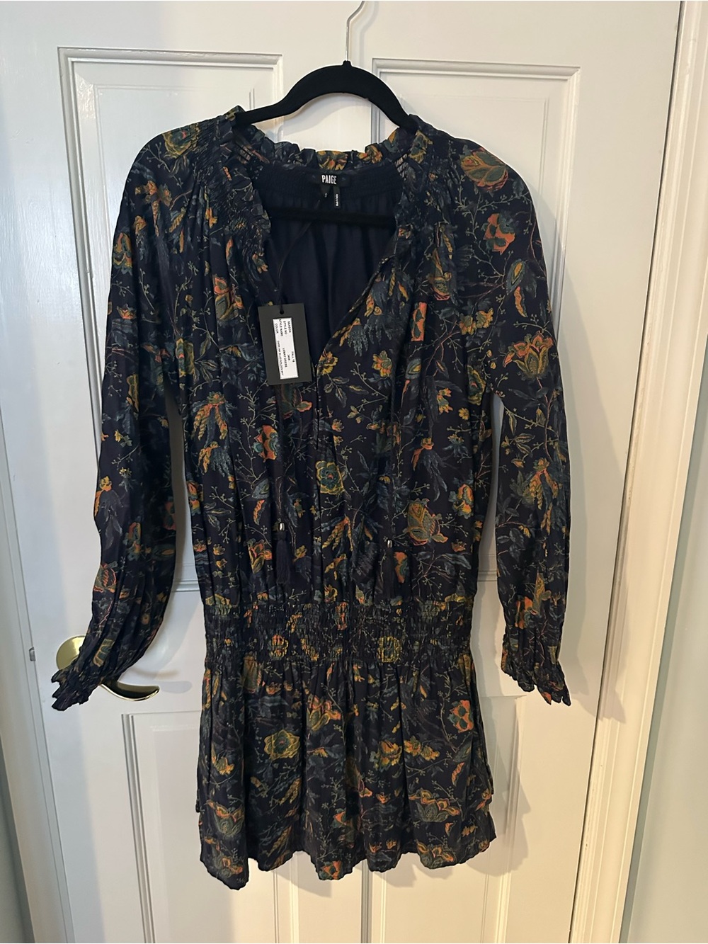 PAIGE Lemay Floral Mini Dress with Ruffled Neckline